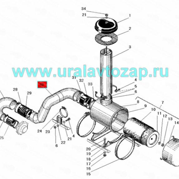 5323РХ-1109293 Труба воздухопровода (Урал-5323) (Завод УРАЛ)